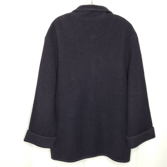 Talbots Boiled Wool Coat PS Small Petite Navy Blue Barn Chore Car - Picture 3 of 6